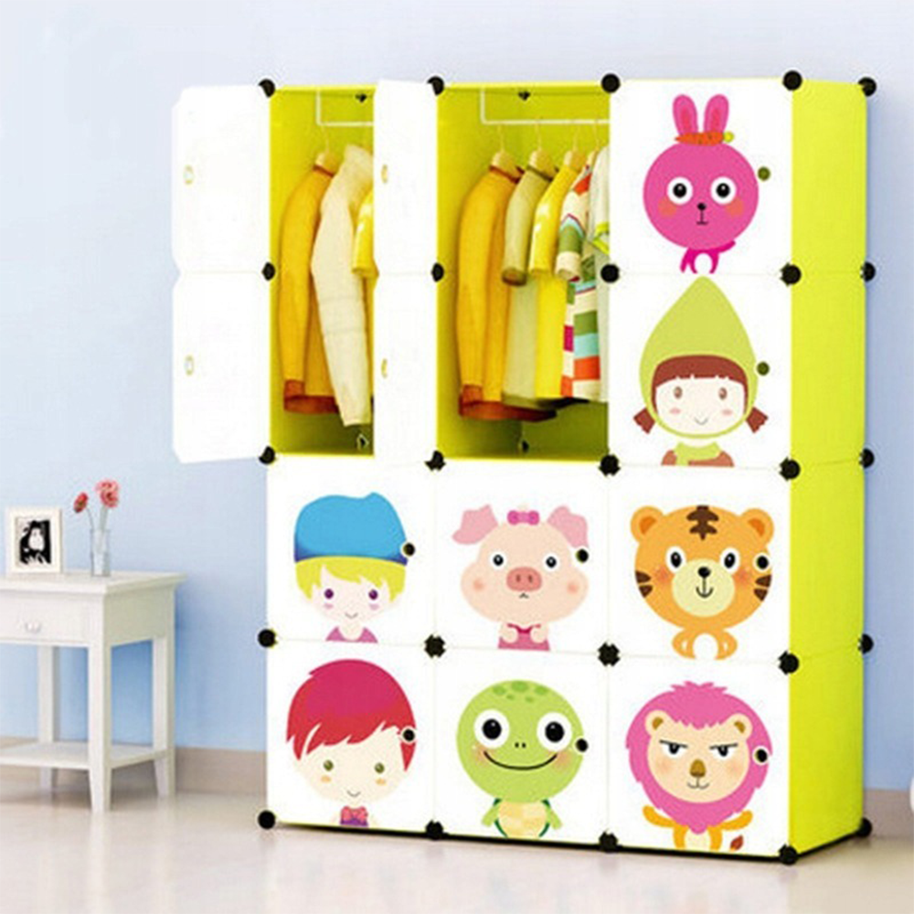 Dulap modular pliabil pentru copii - 146x110x36 cm, cu modele colorate, cadru metalic