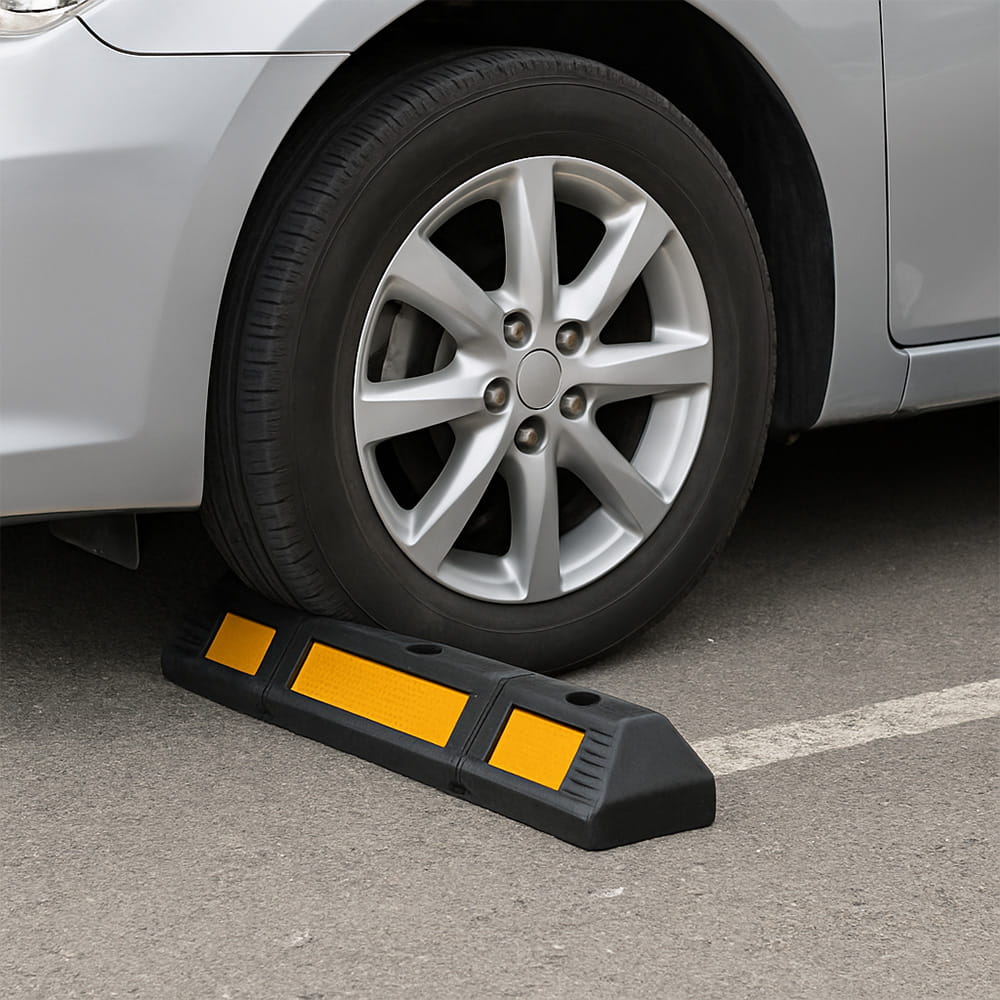 Set de 2 bare de protecție pentru parcare - bară de protecție din cauciuc de 59 cm cu bandă reflectorizantă galbenă