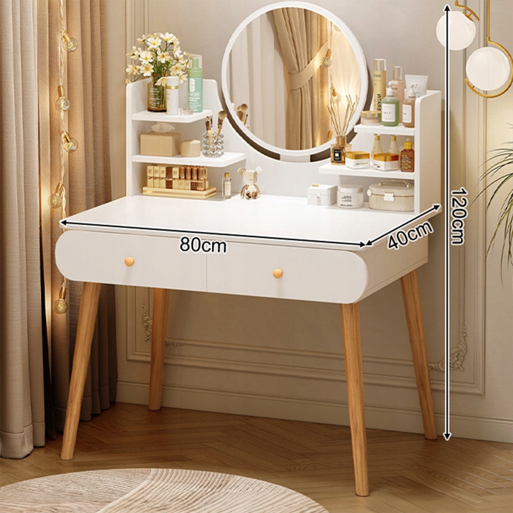 Masă de toaletă albă cu oglindă, 80x40x120 cm - mobilier modern pentru dormitor sau baie