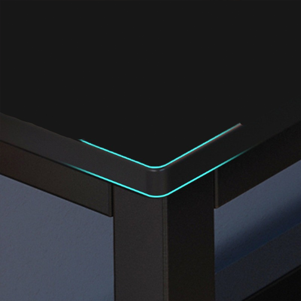 Birou gamer în formă de L 140x100 cm - stil loft modern, negru, ergonomic