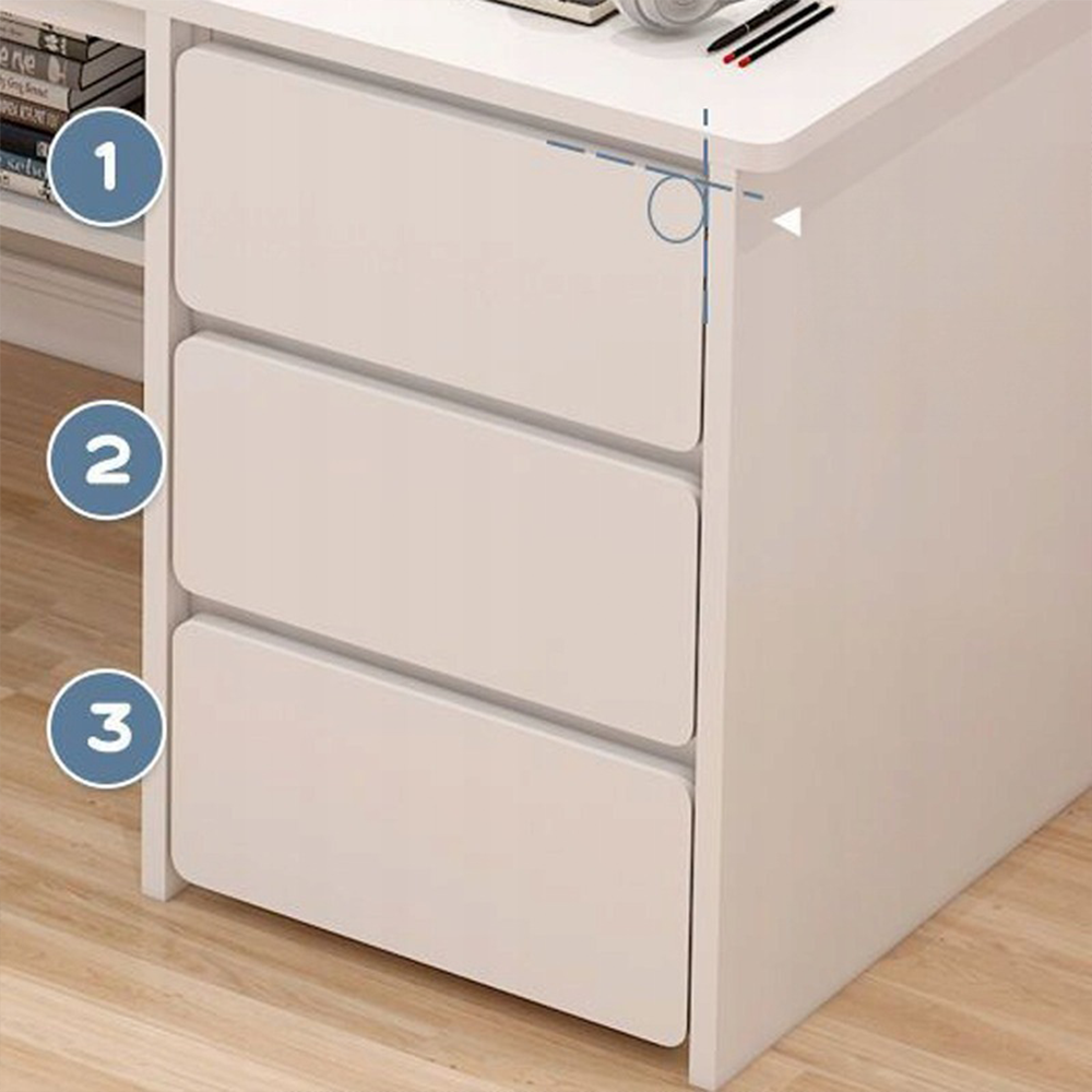 Birou minimalist alb cu rafturi - 100x50x73 cm, ideal pentru spații mici, lucru și studiu