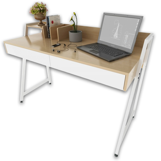 Birou modern stil loft 124 cm cu sertare - stejar deschis