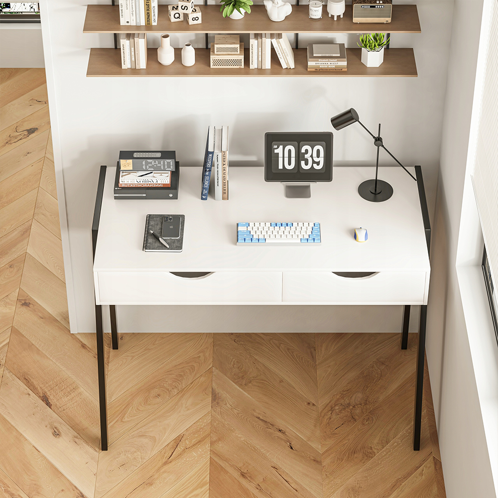 Birou alb PREMIUM 100 cm cu sertare - Design modern și compact pentru birou sau acasă