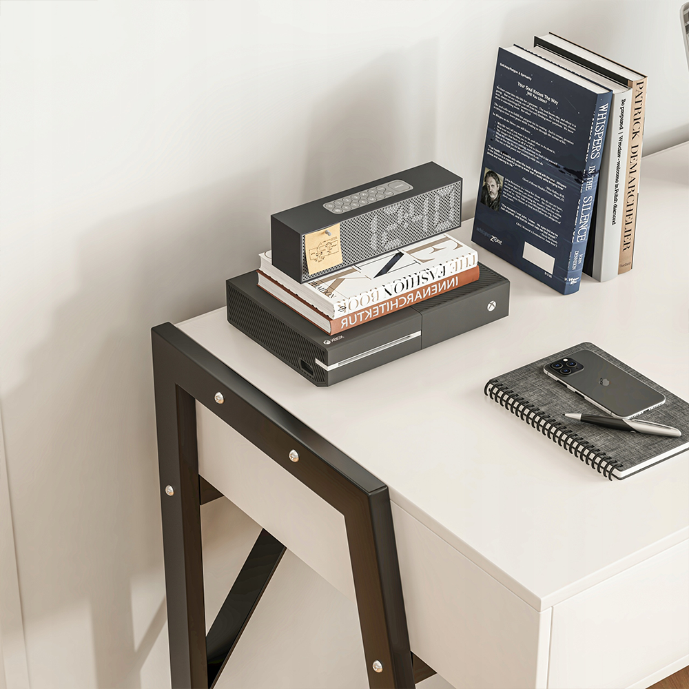 Birou alb PREMIUM 100 cm cu sertare - Design modern și compact pentru birou sau acasă
