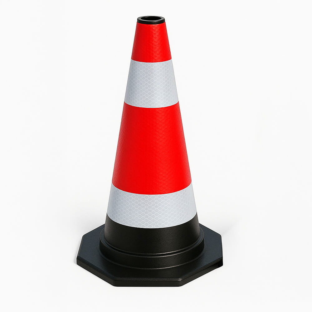 Con de avertizare pentru trafic, reflectorizant, 60 cm - Delimitare sigură în trafic și pe șantiere