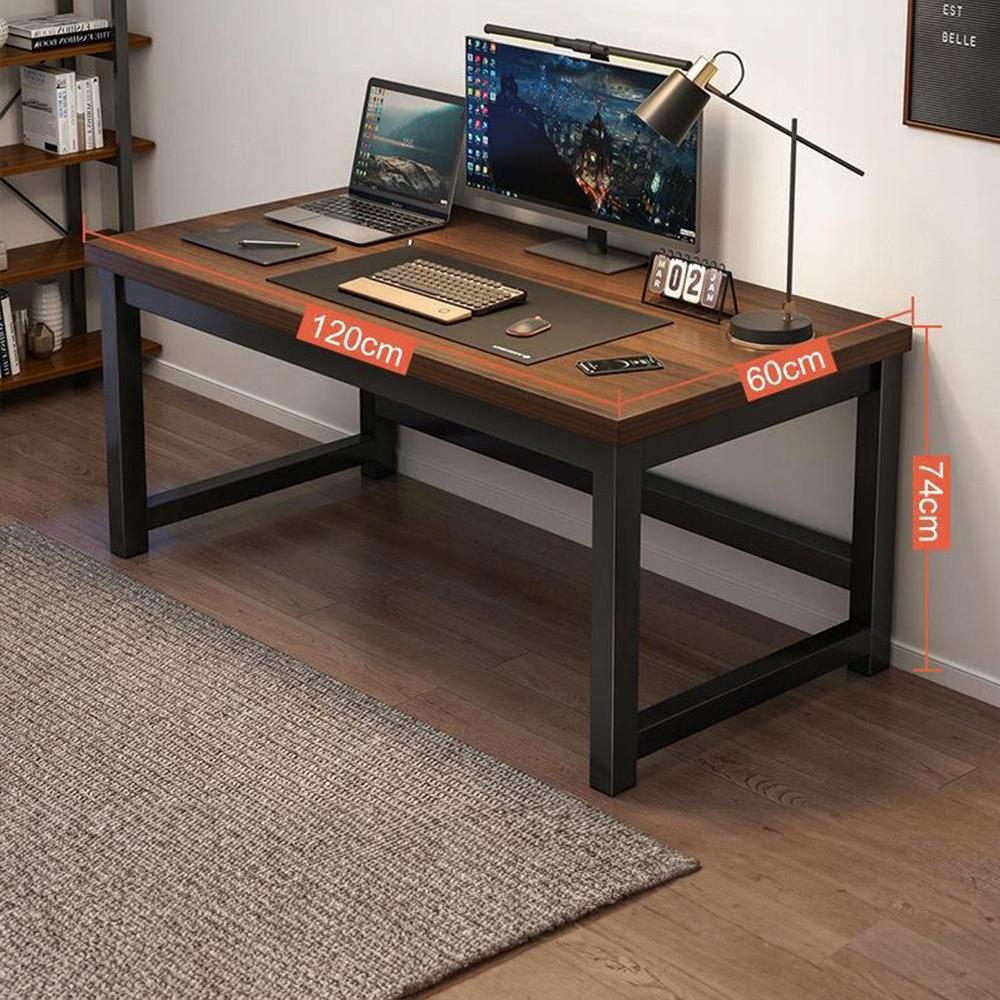 Birou modern, 120x60x74 cm, cadru metalic și blat din MDF – Ideal pentru muncă de birou sau pentru gameri