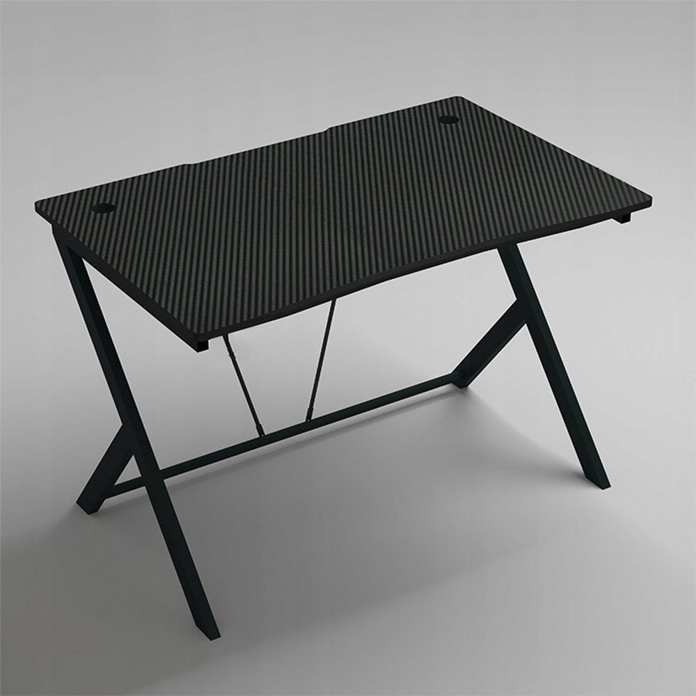 Birou de gaming 100x50 cm, stil loft, cu blat cu efect de carbon - cadru metalic, design modern