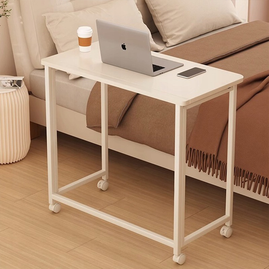 Birou pliabil pentru laptop - 80x40 cm, alb, stil loft, combinație de MDF și metal