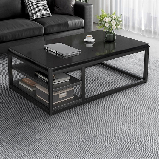 Masă de cafea modernă în stil loft - 120x60x46 cm, MDF, cu raft de depozitare