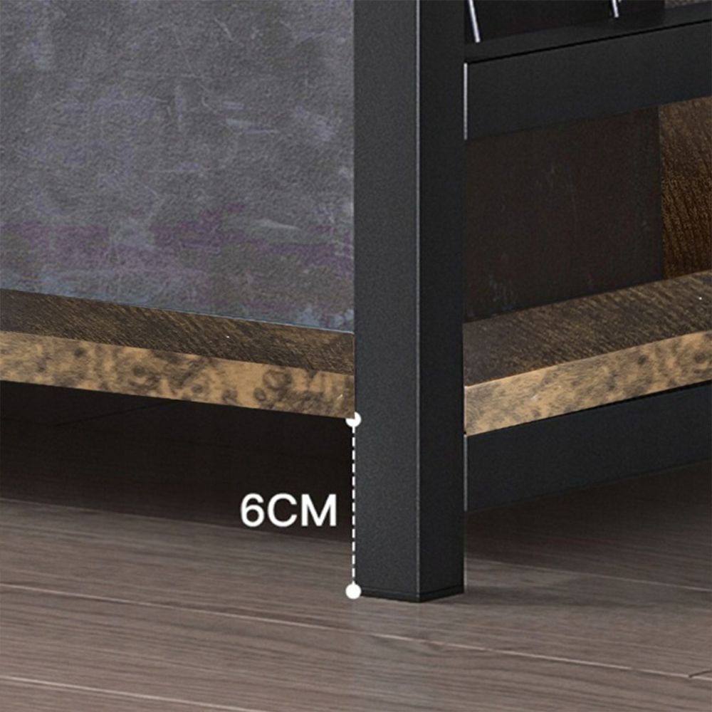 Bibliotecă în stil industrial rustic cu combinație de metal și lemn - 174x80x30 cm, 6 rafturi.