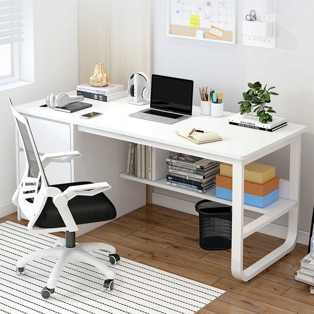 Birou alb cu rafturi - 100x50x73,5 cm, design minimalist și modern