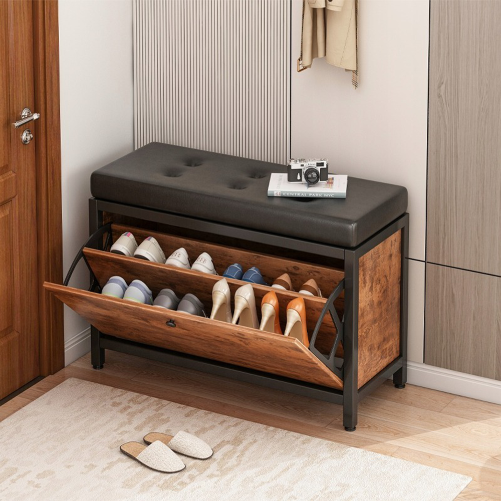 Bancă raft pentru pantofi - 80x30x51 cm, cu raft și scaun tapițat, design modern și funcțional