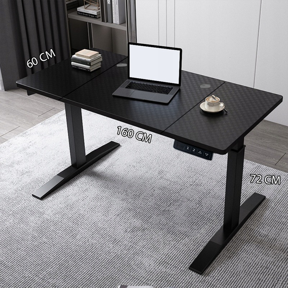 Birou negru reglabil electric pe înălțime - 160x60 cm, ergonomic, pentru jocuri și muncă