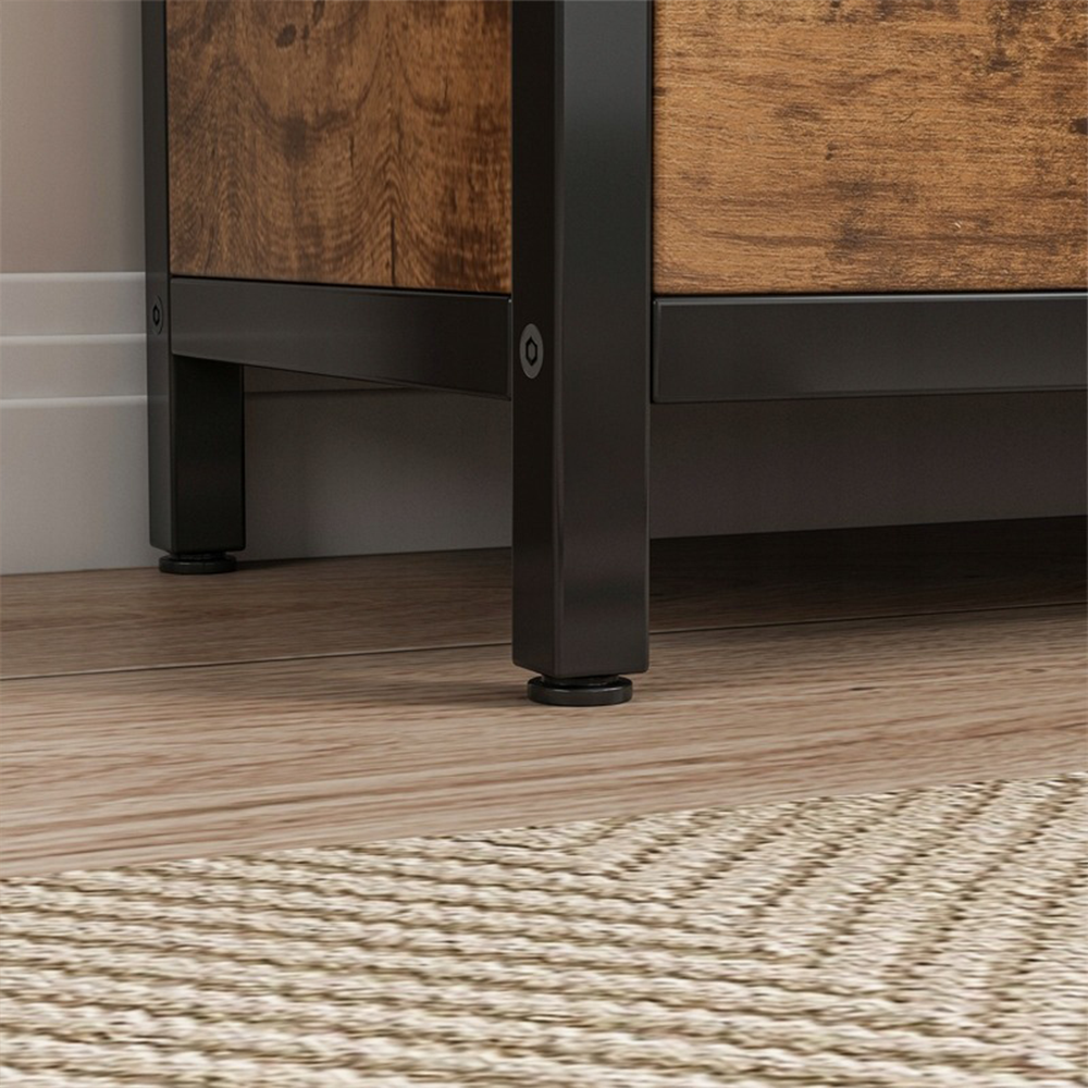 Dulap de pantofi maro rustic în stil loft 60x130x30 cm - 3 rafturi, MDF + metal, design industrial