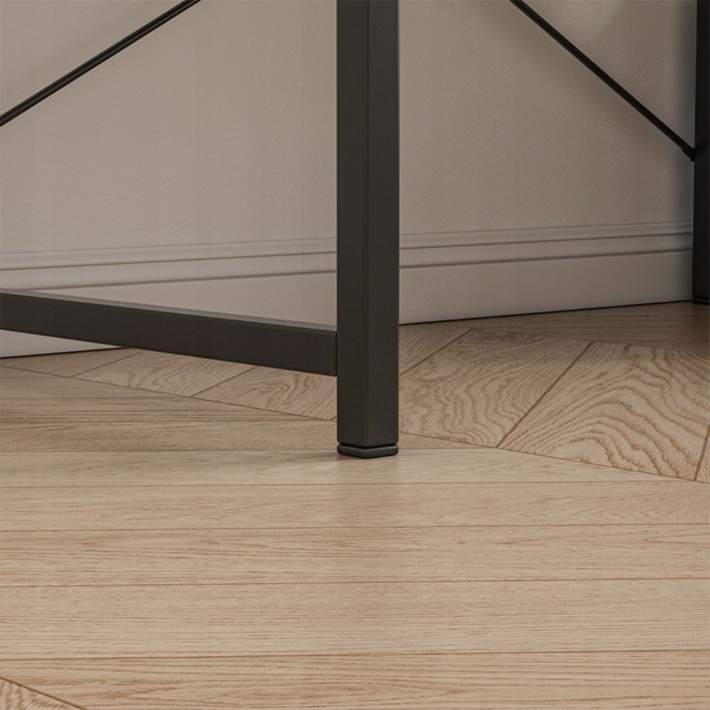 Birou negru în stil industrial cu raft încorporat - 120 cm | Design loft cu rafturi laterale