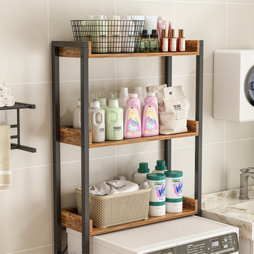 Dulap stand deasupra toaletei sau a mașinii de spălat - 63x165x25 cm, maro rustic, stil loft