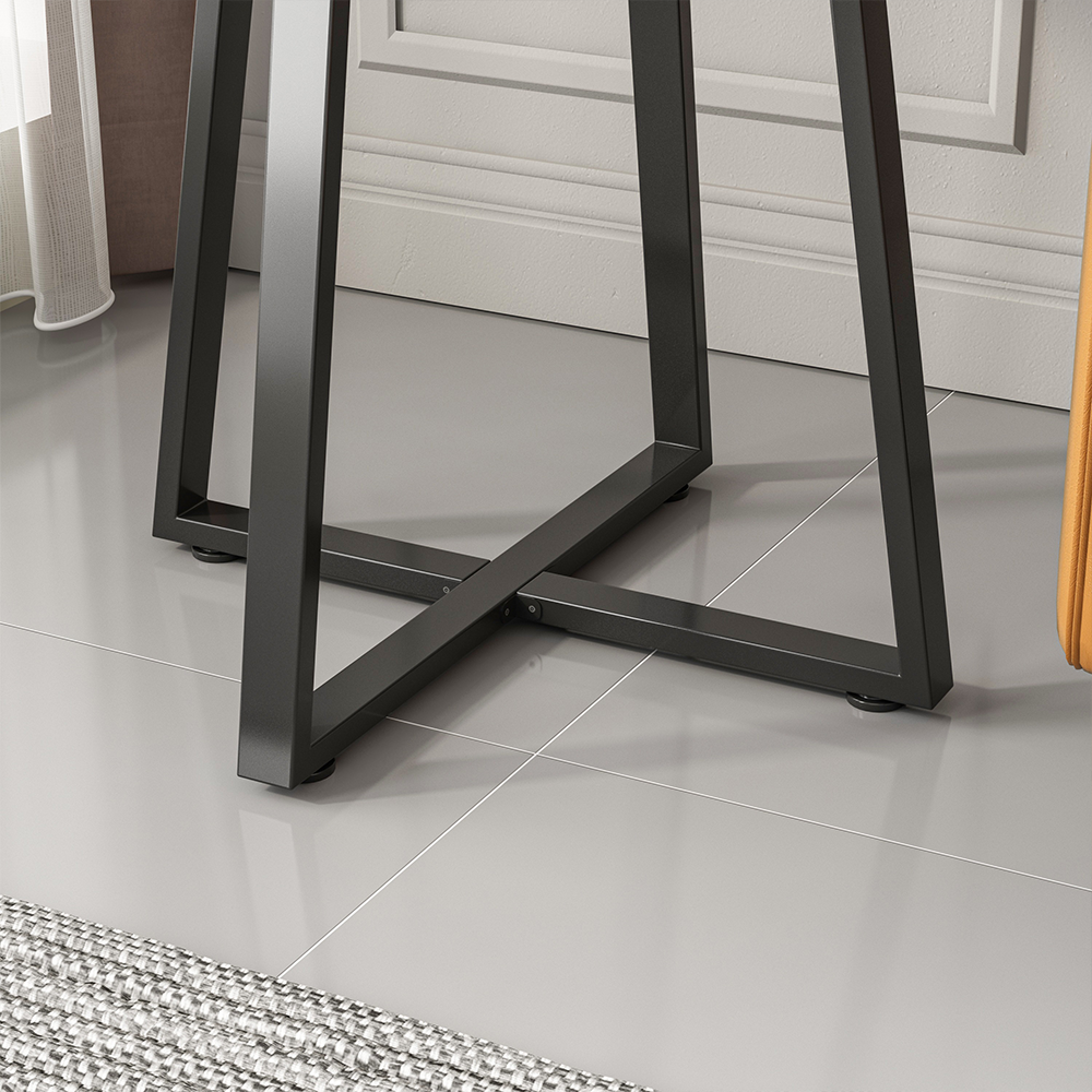 Masă modernă albă 80x60x74 cm - design versatil cu elemente cu efect de lemn, ideală pentru camera de zi sau birou
