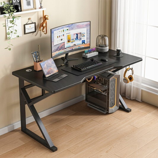 Birou de gaming - negru, 120x60 cm - Stil loft, cadru din MDF și metal, design modern