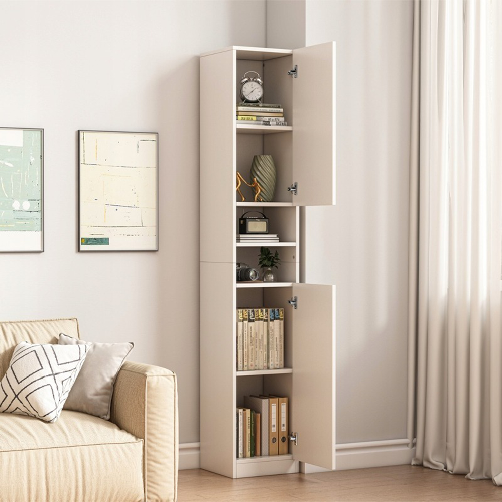 Dulap modern alb cu coloană - 180x32x30 cm, raft versatil din MDF