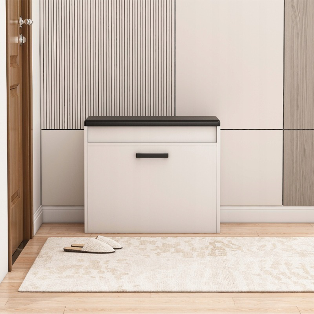 Dulap pantofi alb cu bancă - 60 × 49 × 35 cm - bancă cu depozitare