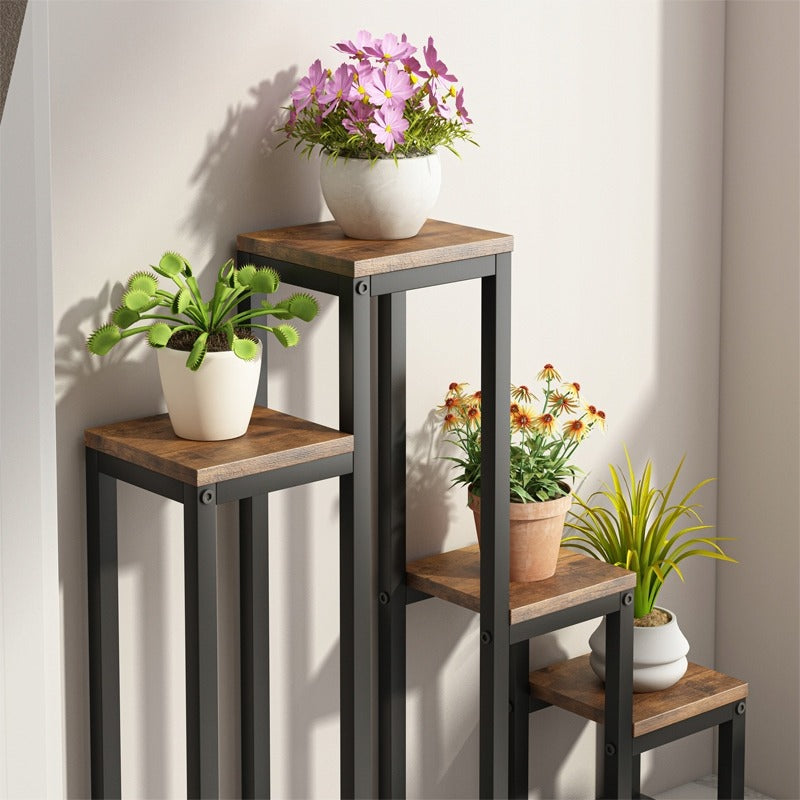 Stand de flori plante vase rustic bibliotecă 4 rafturi nivel