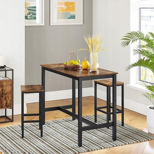 Set masă de bar în stil industrial cu 2 scaune - 100x40x90 cm