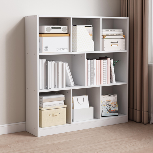 Bibliotecă deschisă albă cu 6 rafturi - 100x24x104 cm, stil modern scandinav