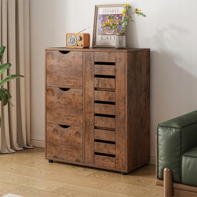 Dulap rustic cu 4 sertare și compartiment de depozitare cu uși cu lamele - 60 x 30 x 80 cm