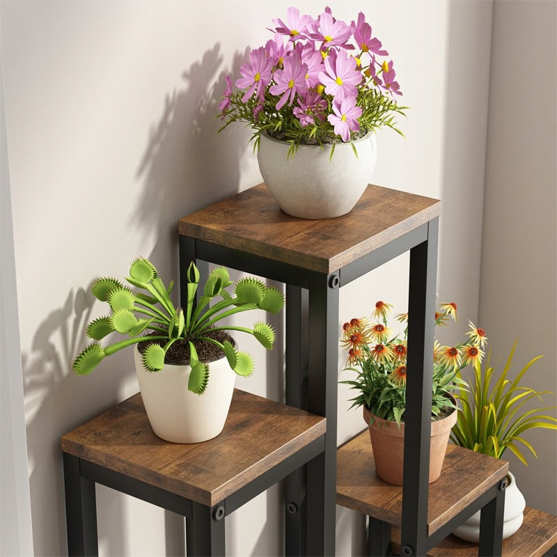 Stand de flori plante vase rustic bibliotecă 4 rafturi nivel