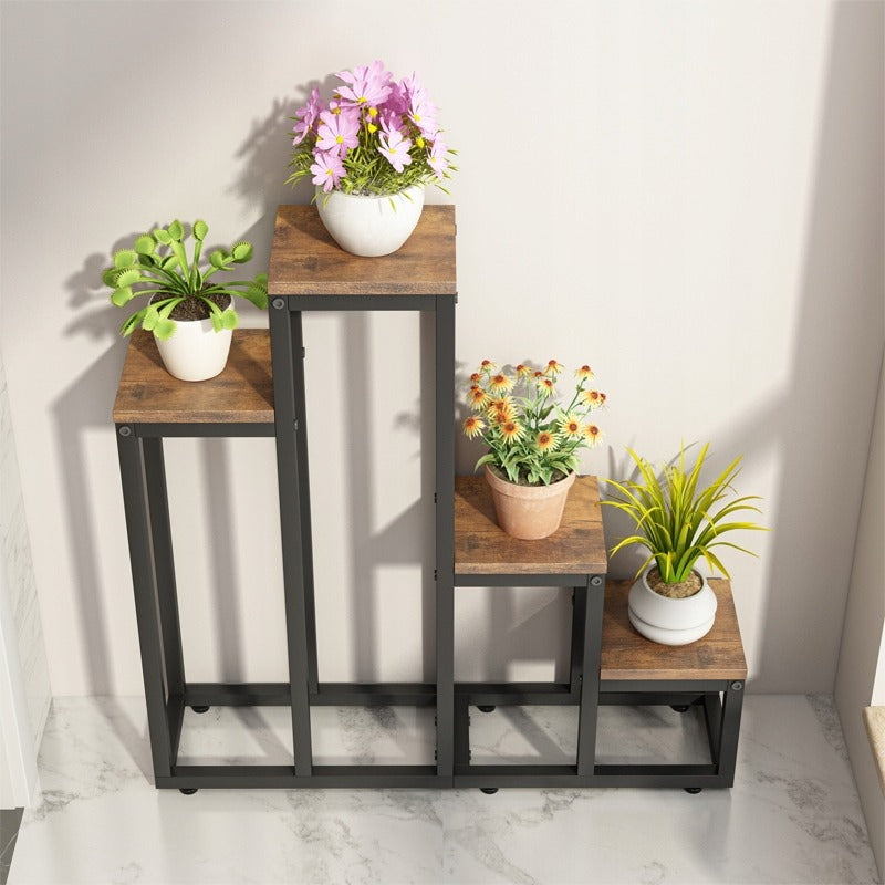 Stand de flori plante vase rustic bibliotecă 4 rafturi nivel
