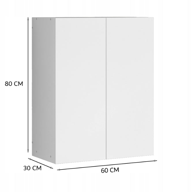 Dulap de baie suspendat alb, modern, cu 2 uși, montat pe perete – 3 rafturi, 80 cm
