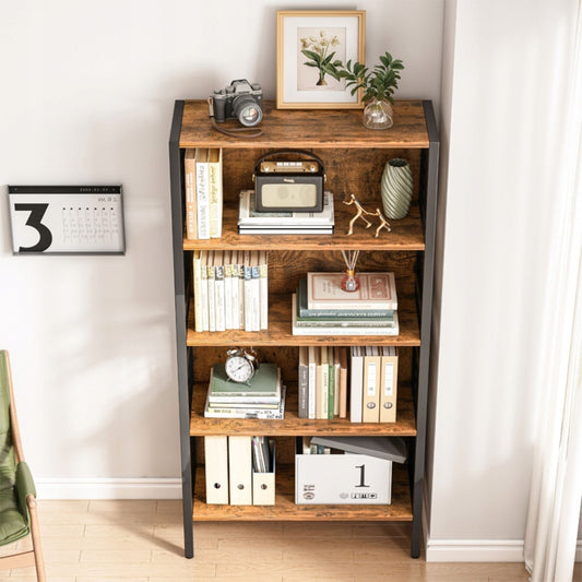 Dulap în stil industrial - 74x30x155 cm, 5 rafturi, MDF și metal, stil loft, design compact și robust