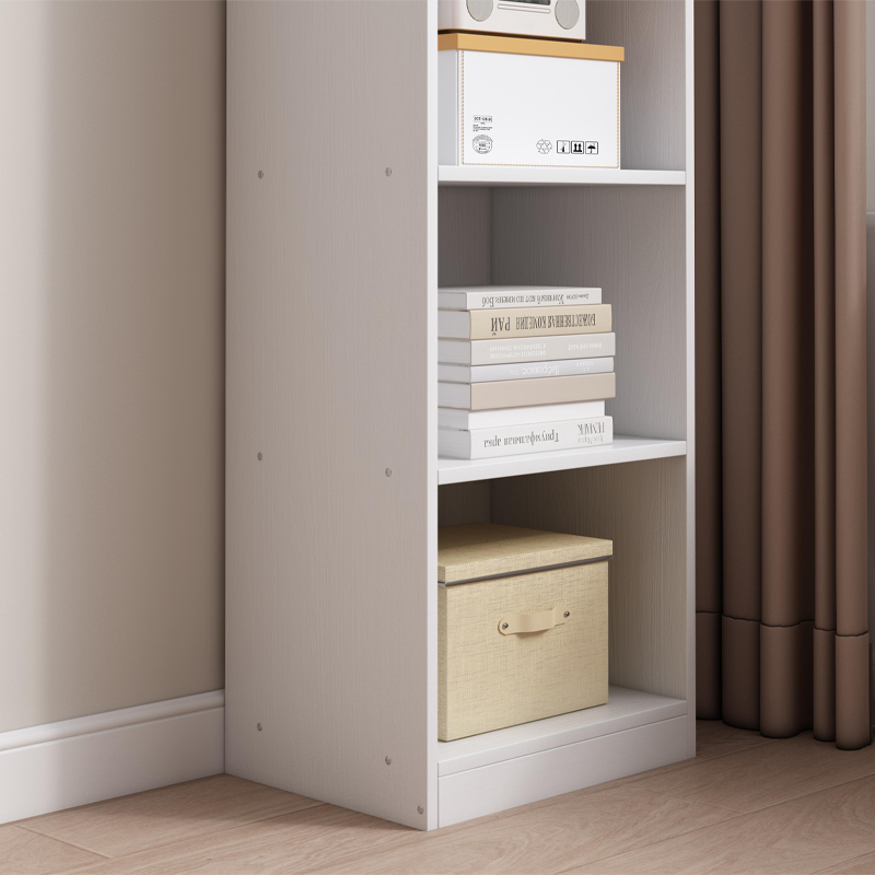Dulap alb cu 7 rafturi - 180x40x30 cm - suport vertical pentru cărți, stil minimalist