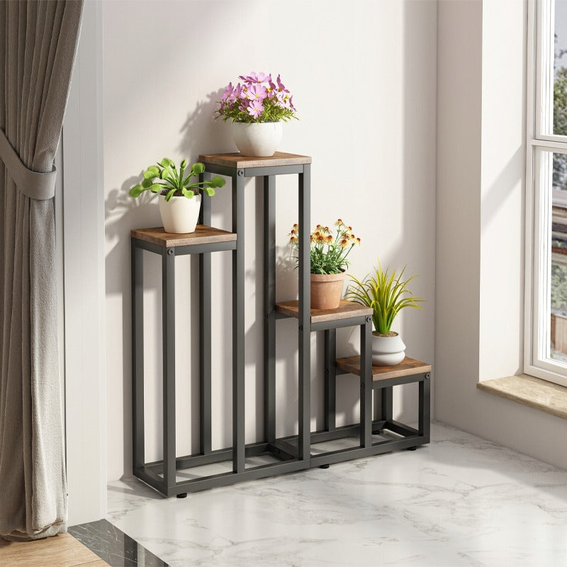 Stand de flori plante vase rustic bibliotecă 4 rafturi nivel