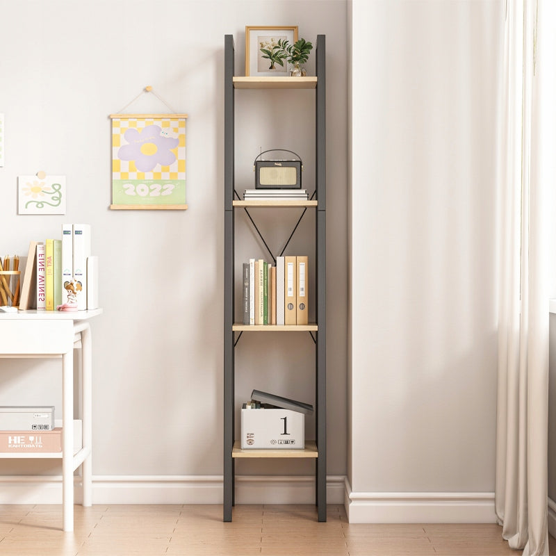 Dulap tip scară cu 4 rafturi - 34x147x32 cm, maro închis, stil industrial loft