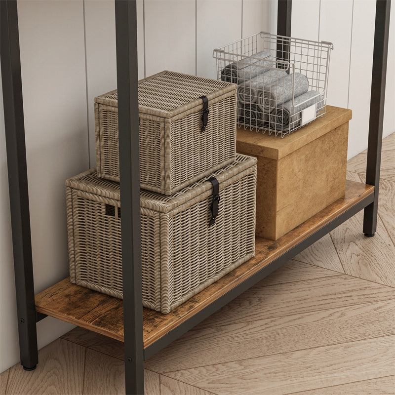 Raft cu etajeră – stil loft industrial, maro rustic, dulap 100 cm