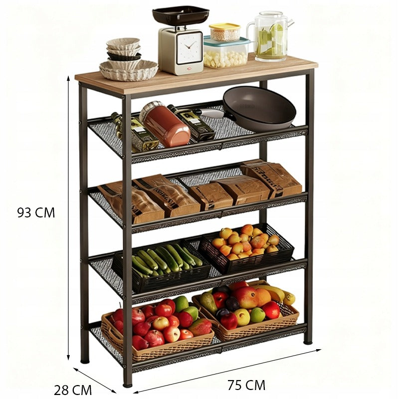 Raft industrial din lemn maro deschis, în stil retro, pentru bucătărie, 75 cm