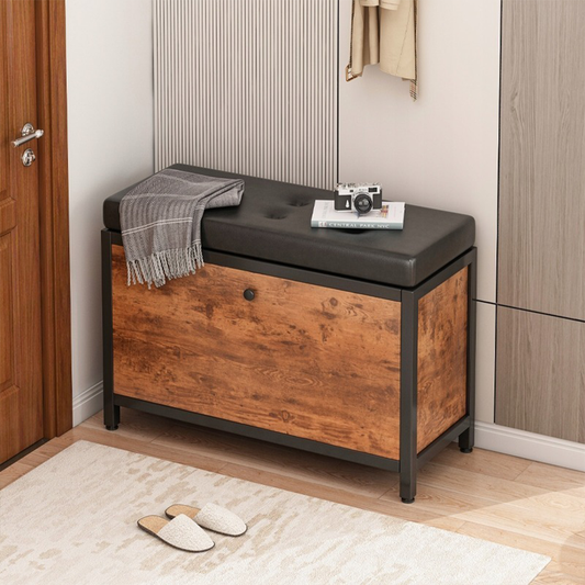 Bancă raft pentru pantofi - 80x30x51 cm, cu raft și scaun tapițat, design modern și funcțional