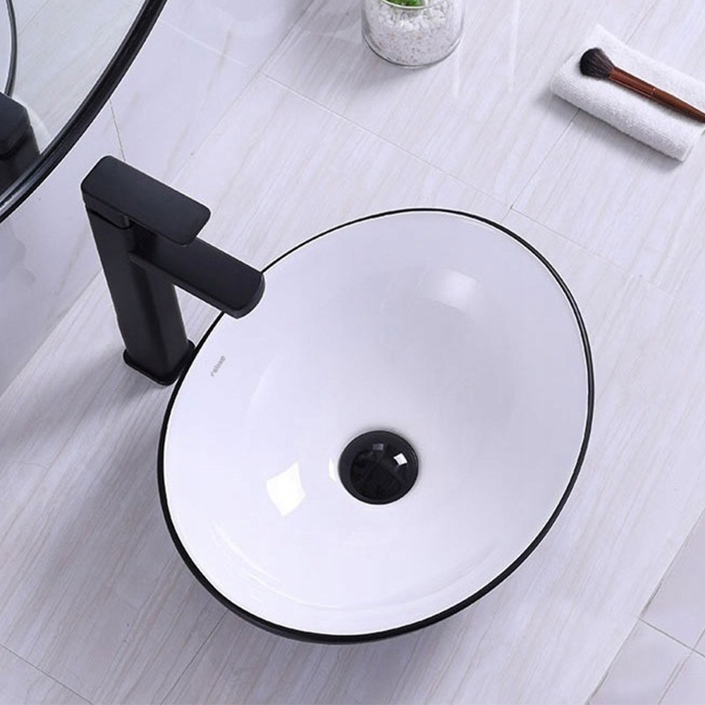 Lavoar ceramic Rebiko - 42x34x15 cm, alb-negru, design modern