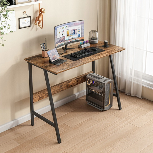 Birou stil loft industrial 100x50 cm - Blat rustic, cadru metalic negru