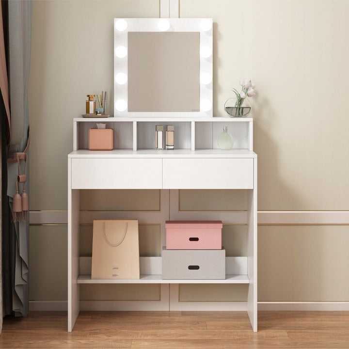 Masă de toaletă cosmetică cu oglindă LED 80 cm – toaletă modernă pentru machiaj și make-up în stil loft
