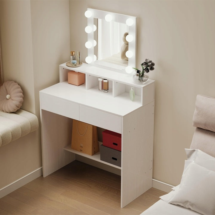 Masă de toaletă cosmetică cu oglindă LED 80 cm – toaletă modernă pentru machiaj și make-up în stil loft