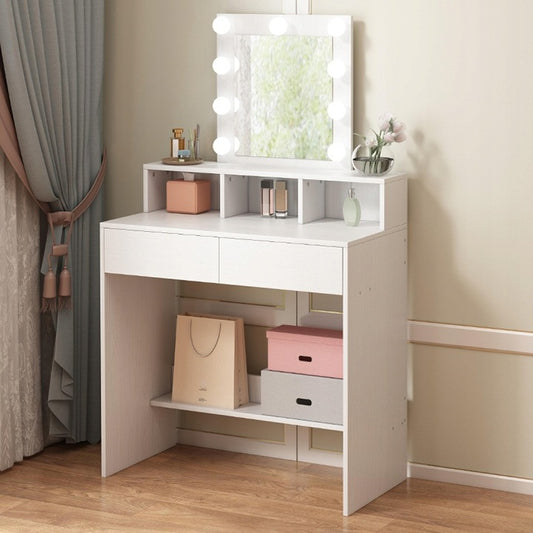 Masă de toaletă cosmetică cu oglindă LED 80 cm – toaletă modernă pentru machiaj și make-up în stil loft