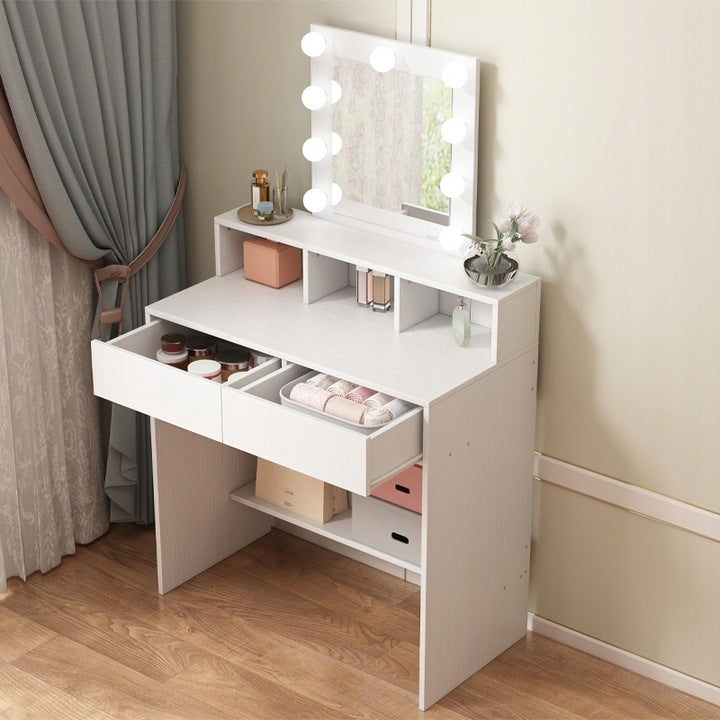 Masă de toaletă cosmetică cu oglindă LED 80 cm – toaletă modernă pentru machiaj și make-up în stil loft