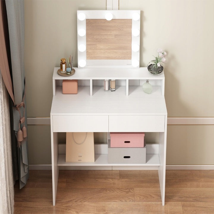 Masă de toaletă cosmetică cu oglindă LED 80 cm – toaletă modernă pentru machiaj și make-up în stil loft