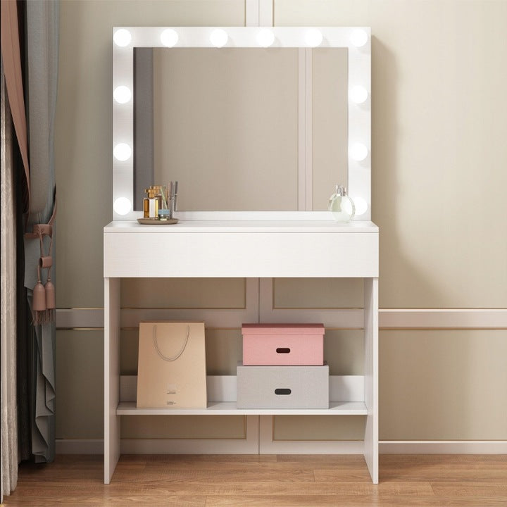 Masă de toaletă cosmetică cu oglindă LED – toaletă modernă pentru machiaj și make-up în stil glamour loft