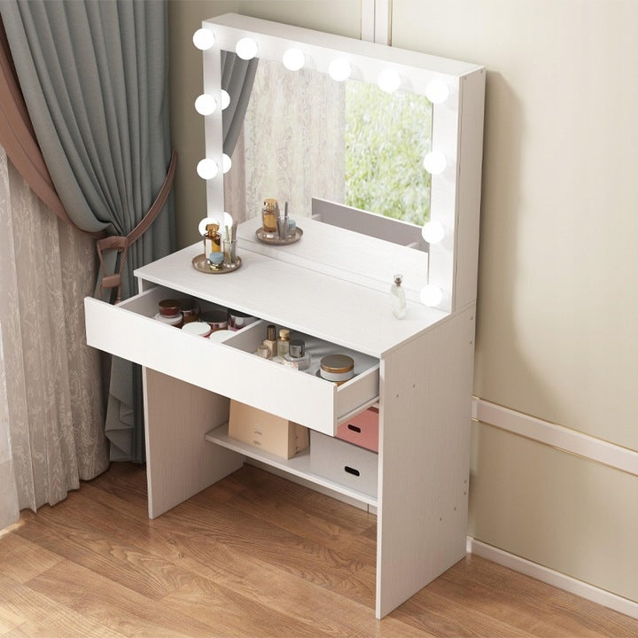 Masă de toaletă cosmetică cu oglindă LED – toaletă modernă pentru machiaj și make-up în stil glamour loft