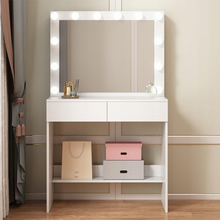 Masă de toaletă cosmetică cu oglindă LED – toaletă modernă pentru machiaj și make-up în stil loft glamour
