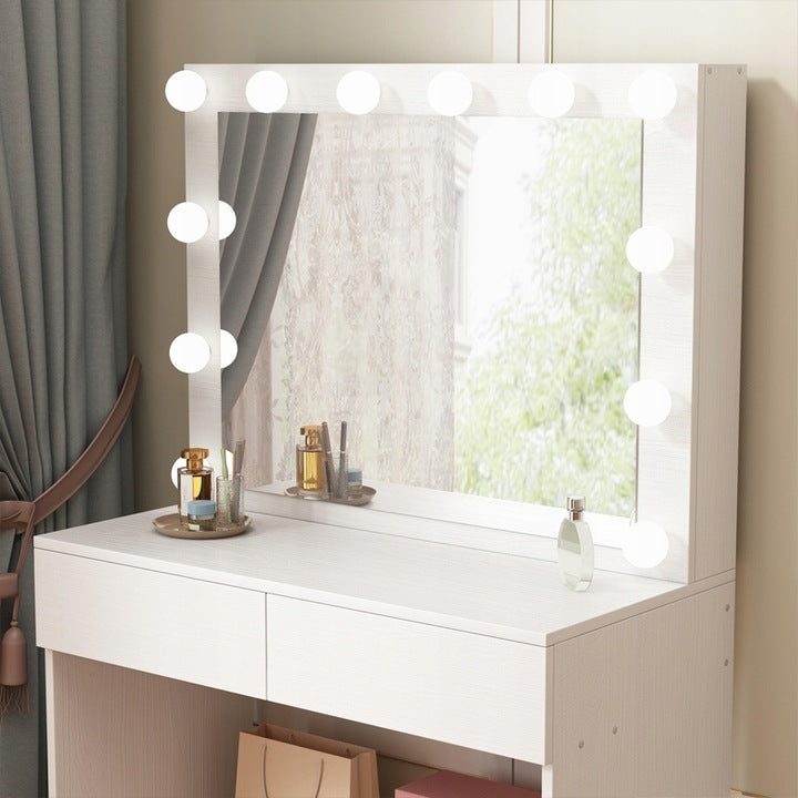 Masă de toaletă cosmetică cu oglindă LED – toaletă modernă pentru machiaj și make-up în stil loft glamour