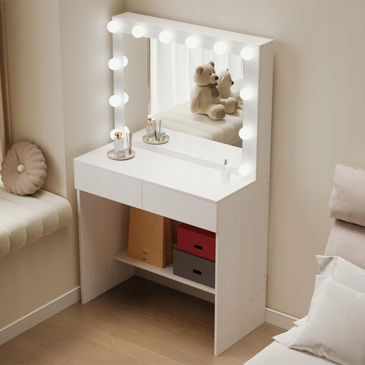 Masă de toaletă cosmetică cu oglindă LED – toaletă modernă pentru machiaj și make-up în stil loft glamour